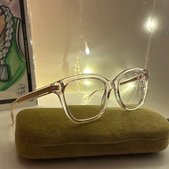 Gucci Clear and Gold Women's Glasses - Picture 1 of 5